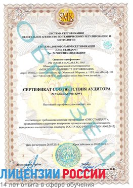 Образец сертификата соответствия аудитора №ST.RU.EXP.00014299-1 Кызыл Сертификат ISO 14001